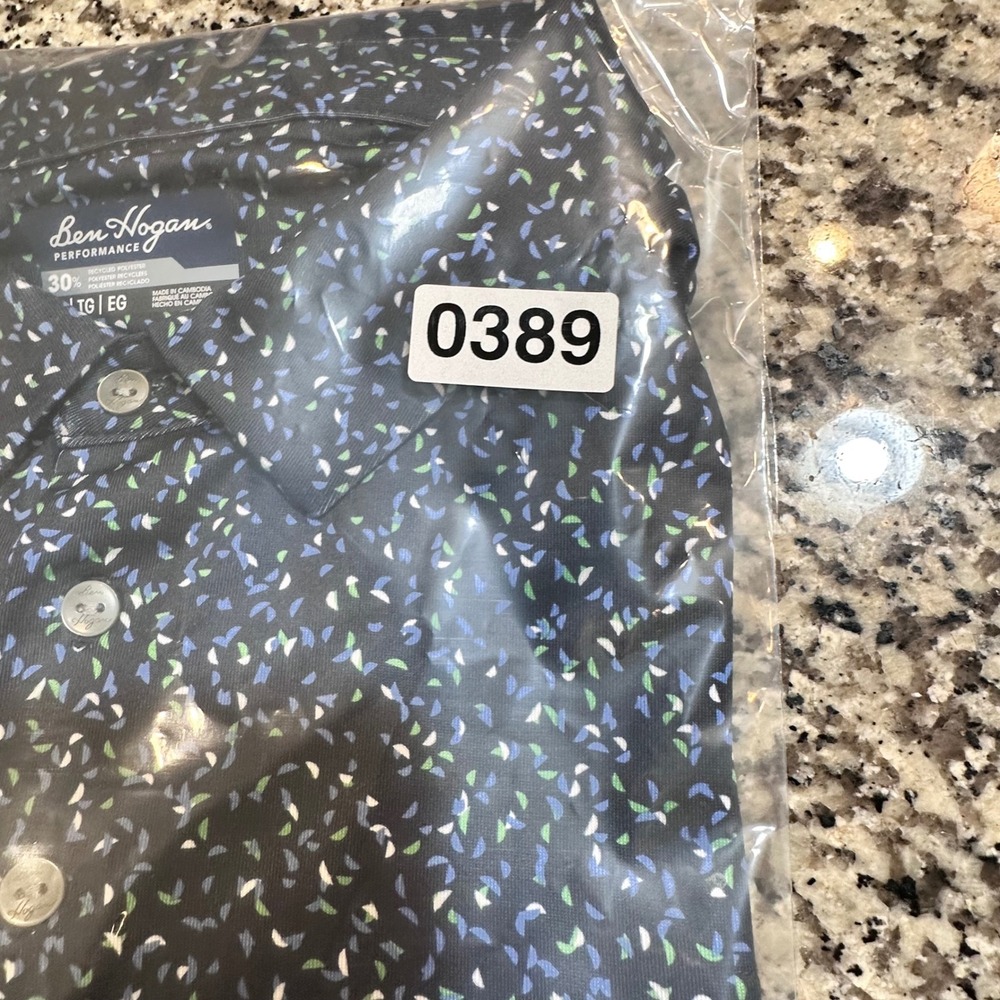 Ben Hogan Performance Mens XL Polo Shirt Peacoat Blue Speckled Print NWT - Picture 10 of 10